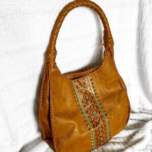 DV by Dolce Vita Shoulder Bag Brown TanFaux-Leather Hobo Western Slouch Bag